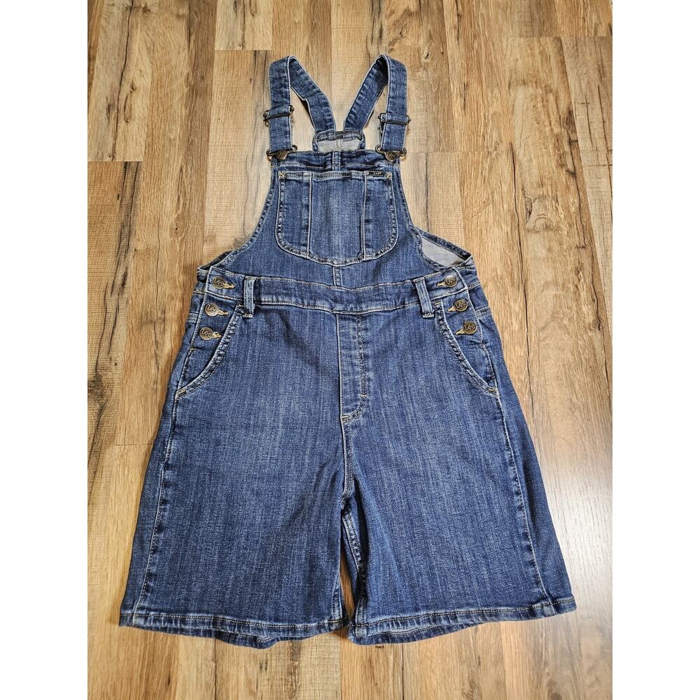 Lee Shortalls Blue Denim Bib Overall Shorts Farmhouse Retro 90s Size S Vintage